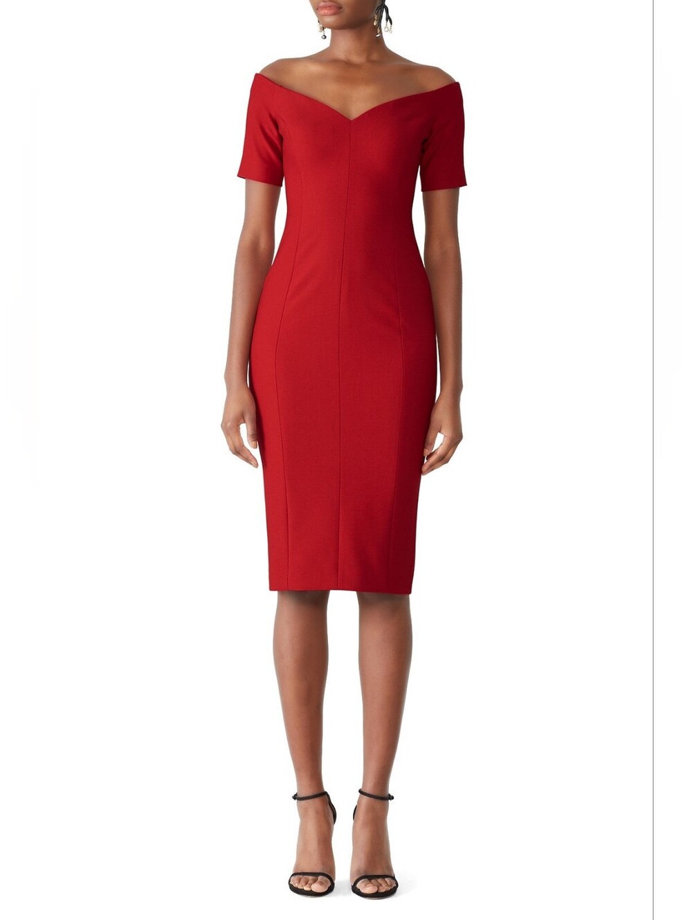 Cinq a Sept Off-the-Shoulder Crimson Sheath Dress Size 8